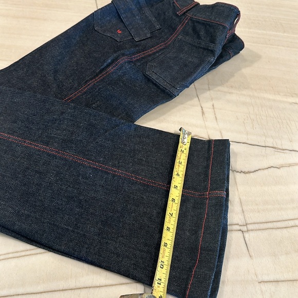 Victoria, Beckham red stitched wide leg jeans - Picture 7 of 8